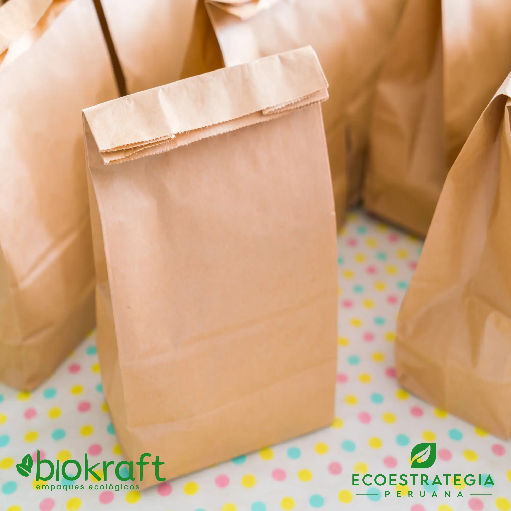 Bolsa biodegradable kraft sin plástico, ideal para restaurantes o delivery eco