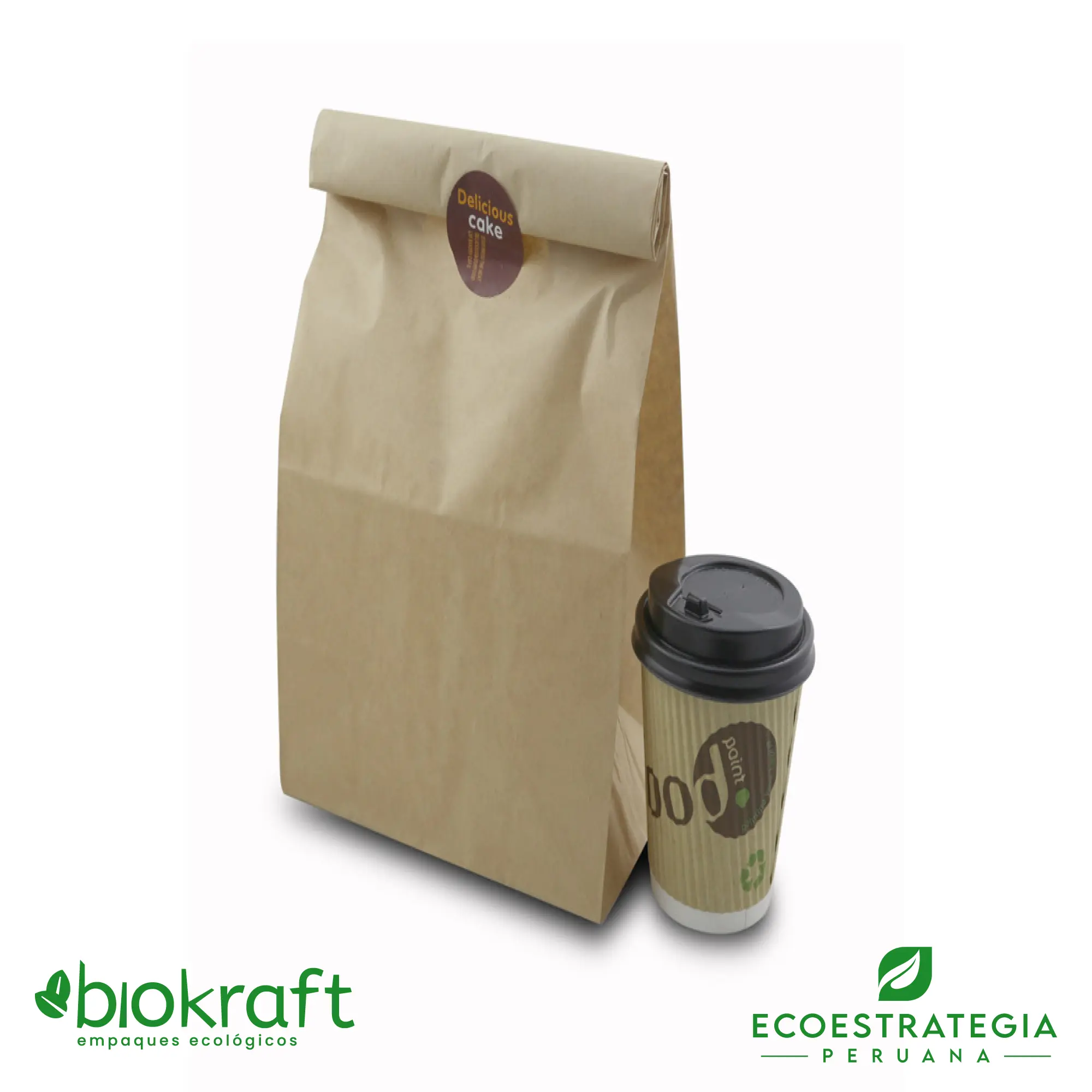 Bolsa kraft compostable tamaño 25, ideal para empaques sostenibles de alimentos y productos