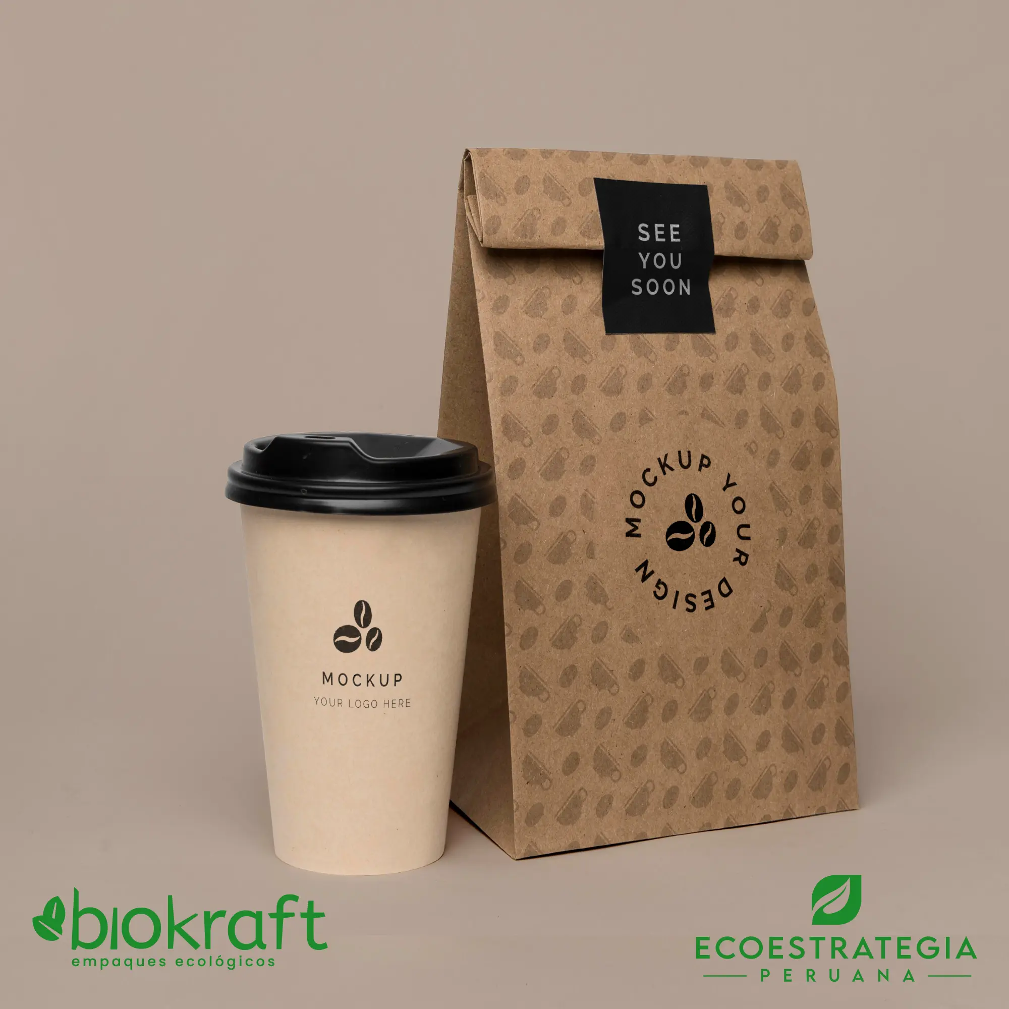 Bolsa kraft ecológica #25 compostable, opción responsable para delivery de productos grandes o pesados