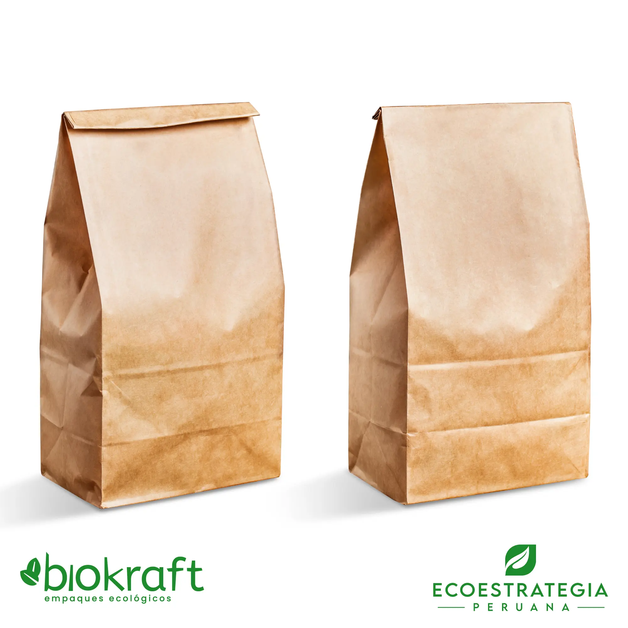 Bolsa ecológica biodegradable kraft tamaño #25, perfecta para comercios eco y embalaje responsable
