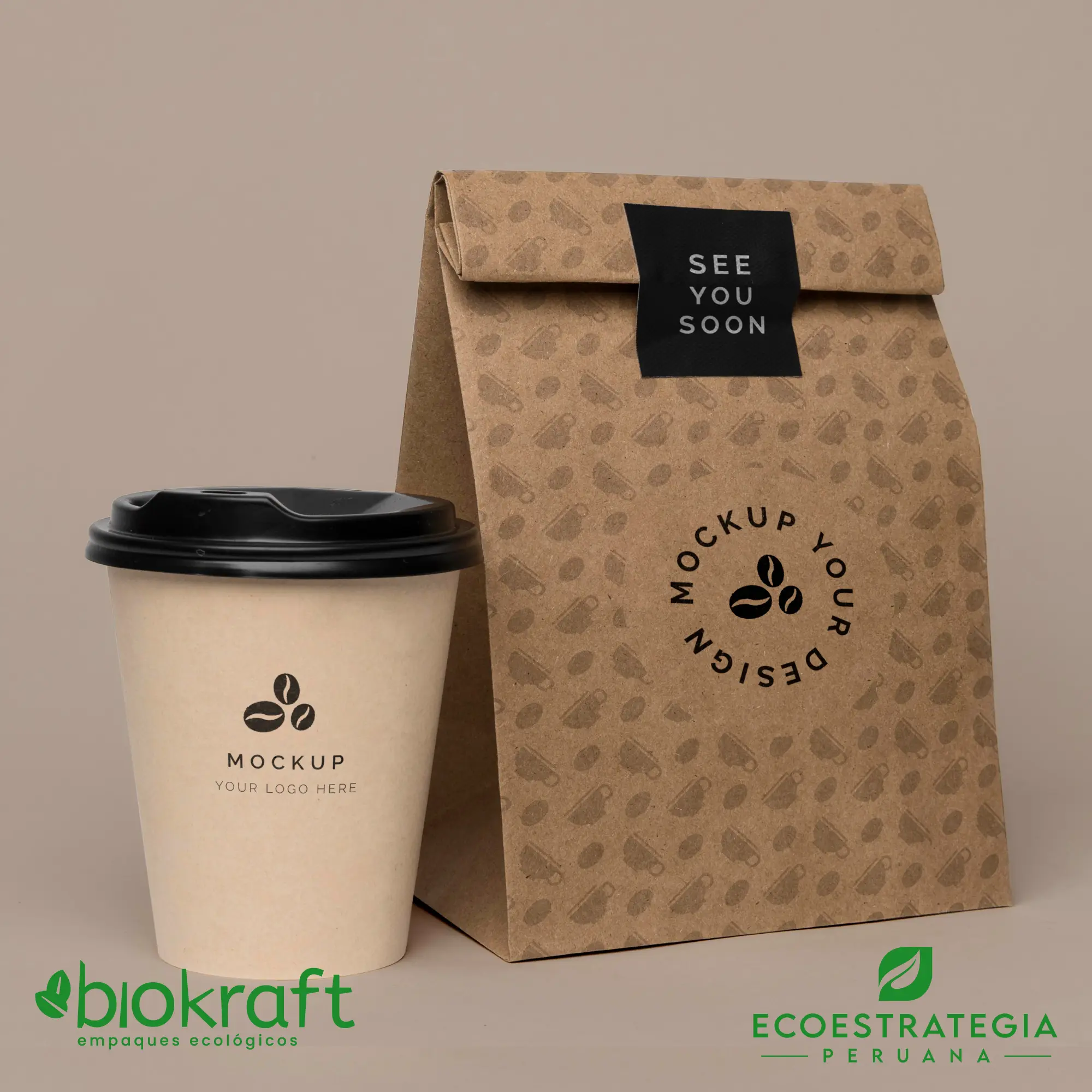 Bolsa kraft #40 biodegradable, opción sustentable para delivery en grandes cantidades