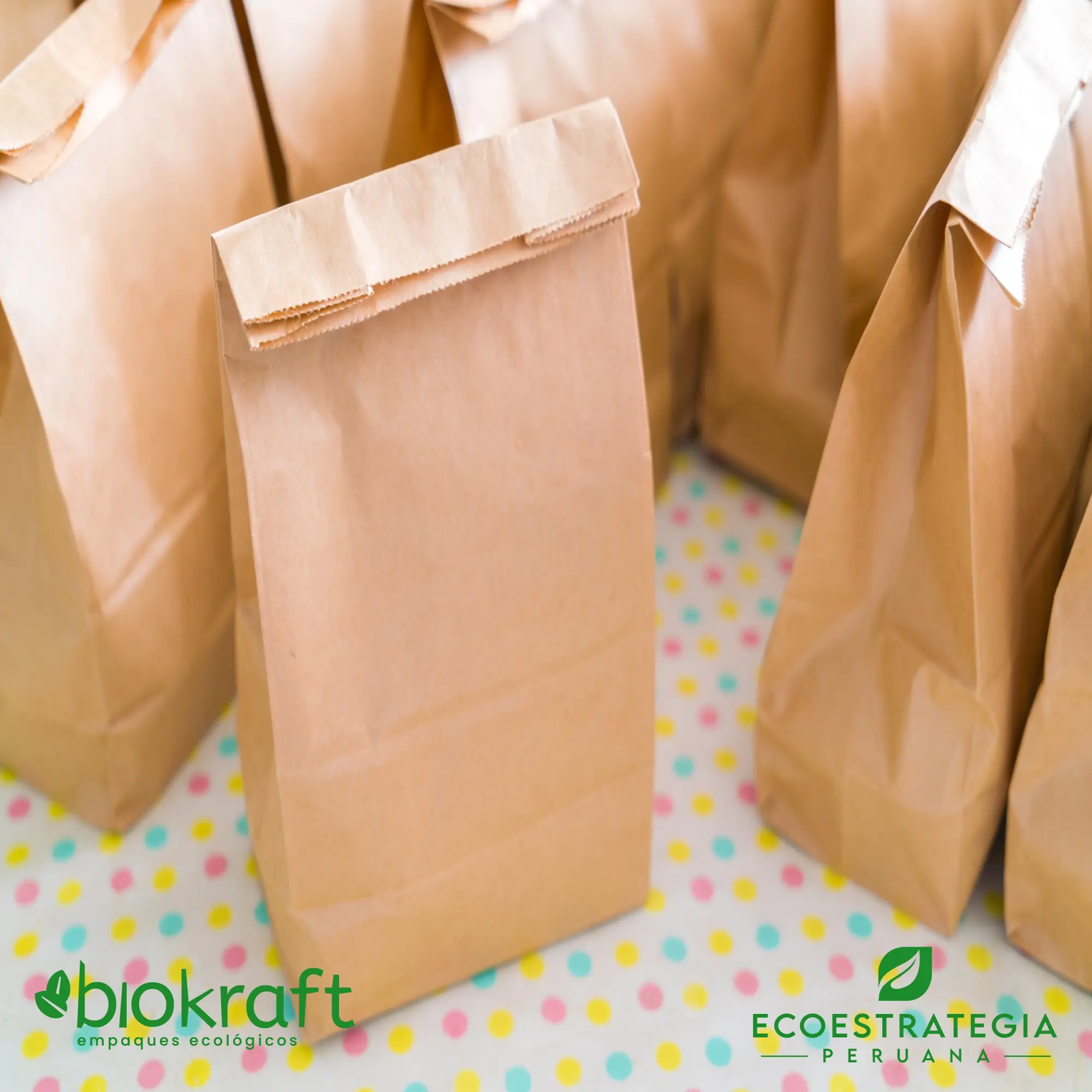Bolsa biodegradable de papel kraft número 8, ideal para negocios ecoamigables