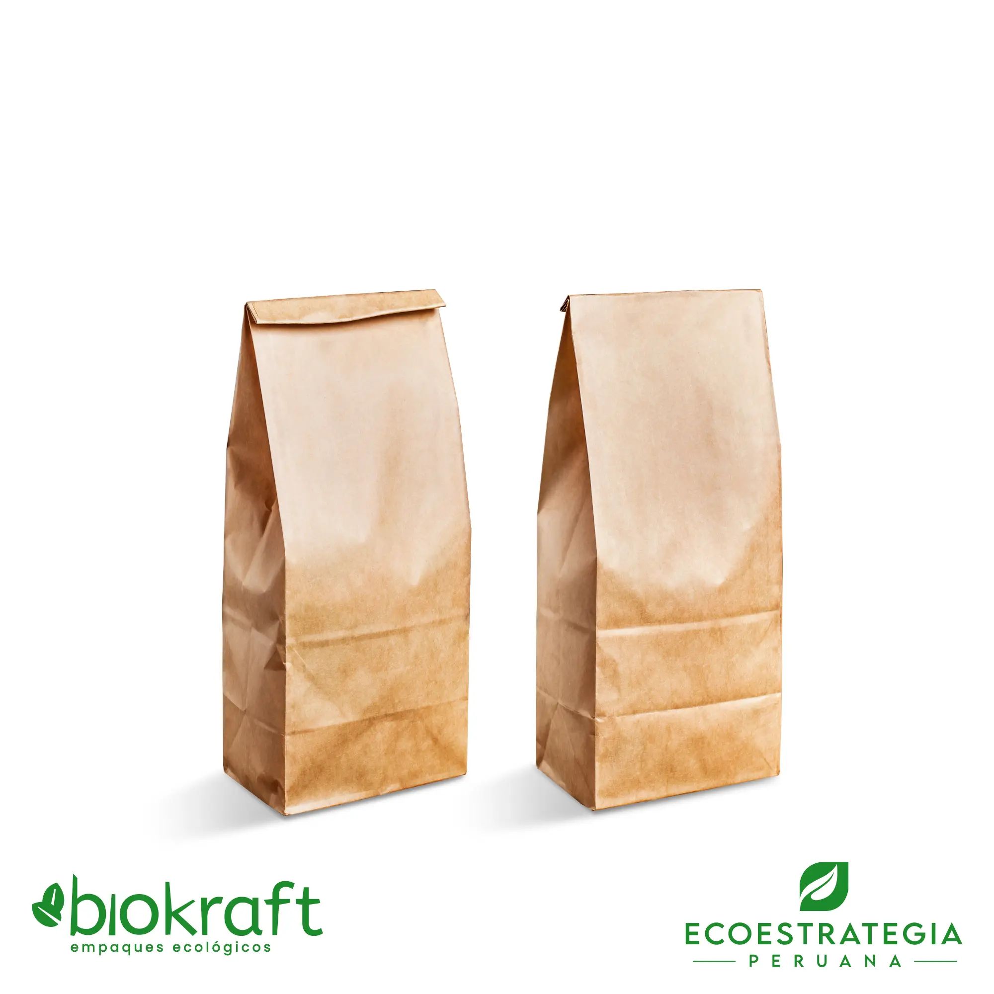 Bolsas biodegradables de papel kraft tamaño #8 para delivery consciente