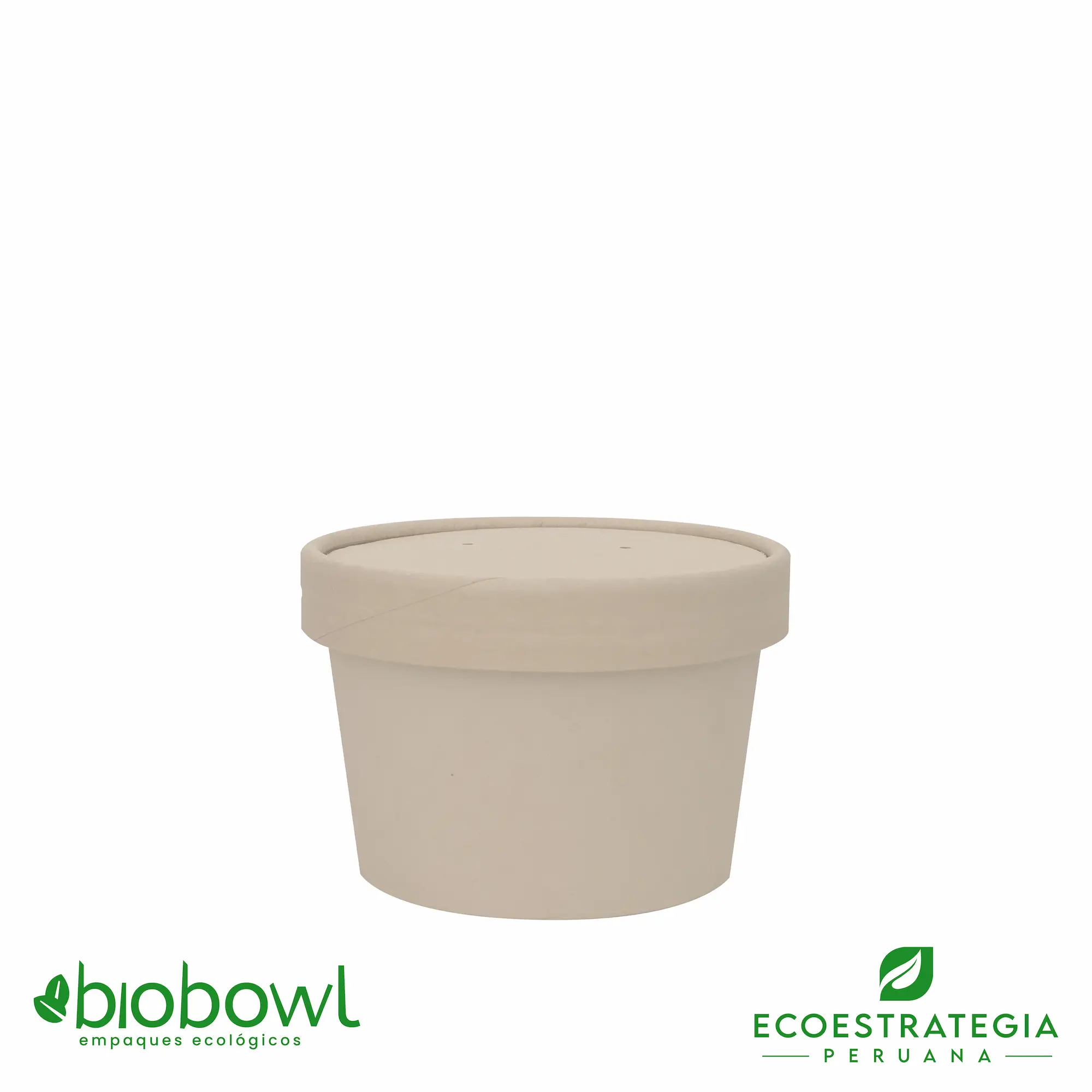 Bowl sopero de bambú biodegradable 8oz con tapa hermética, resistente y ecológico, ideal para transporte de alimentos en delivery sostenible