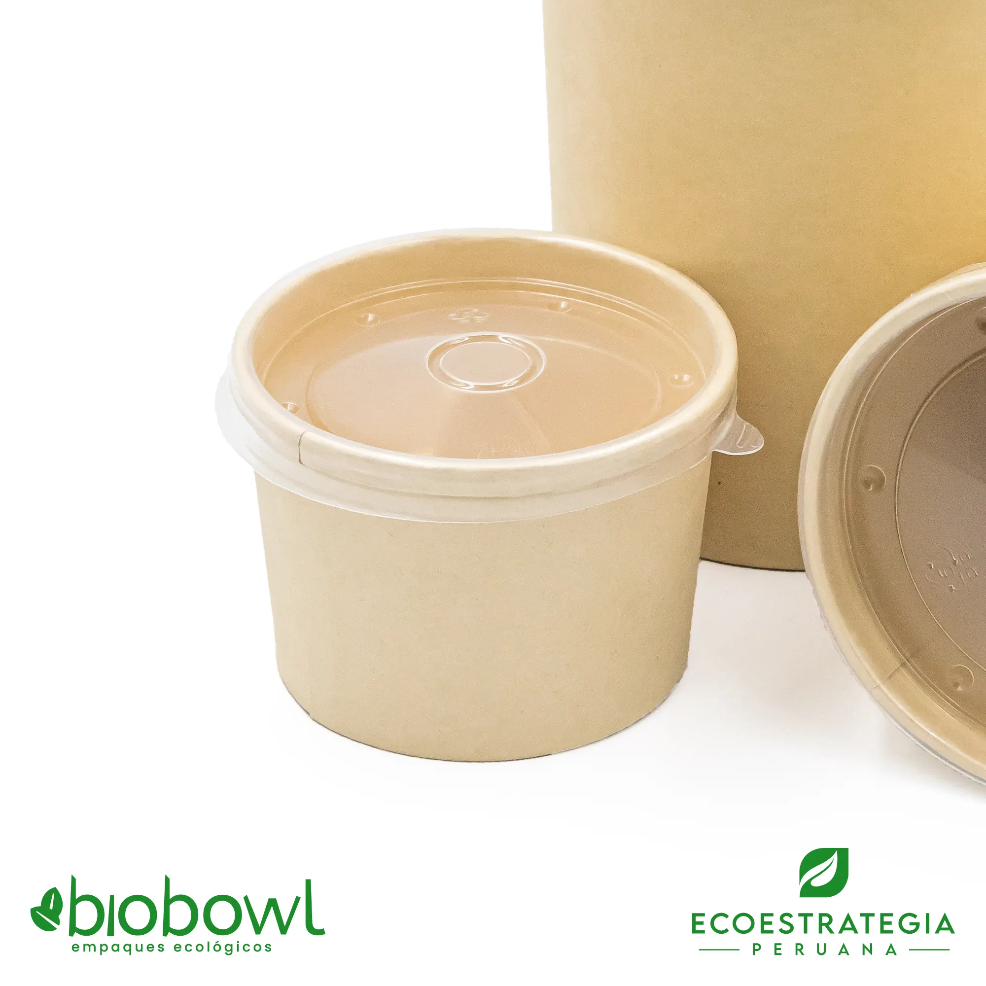 Bowl sopero de bambú con tapa hermética, 8oz de capacidad, diseño compacto para porciones individuales.