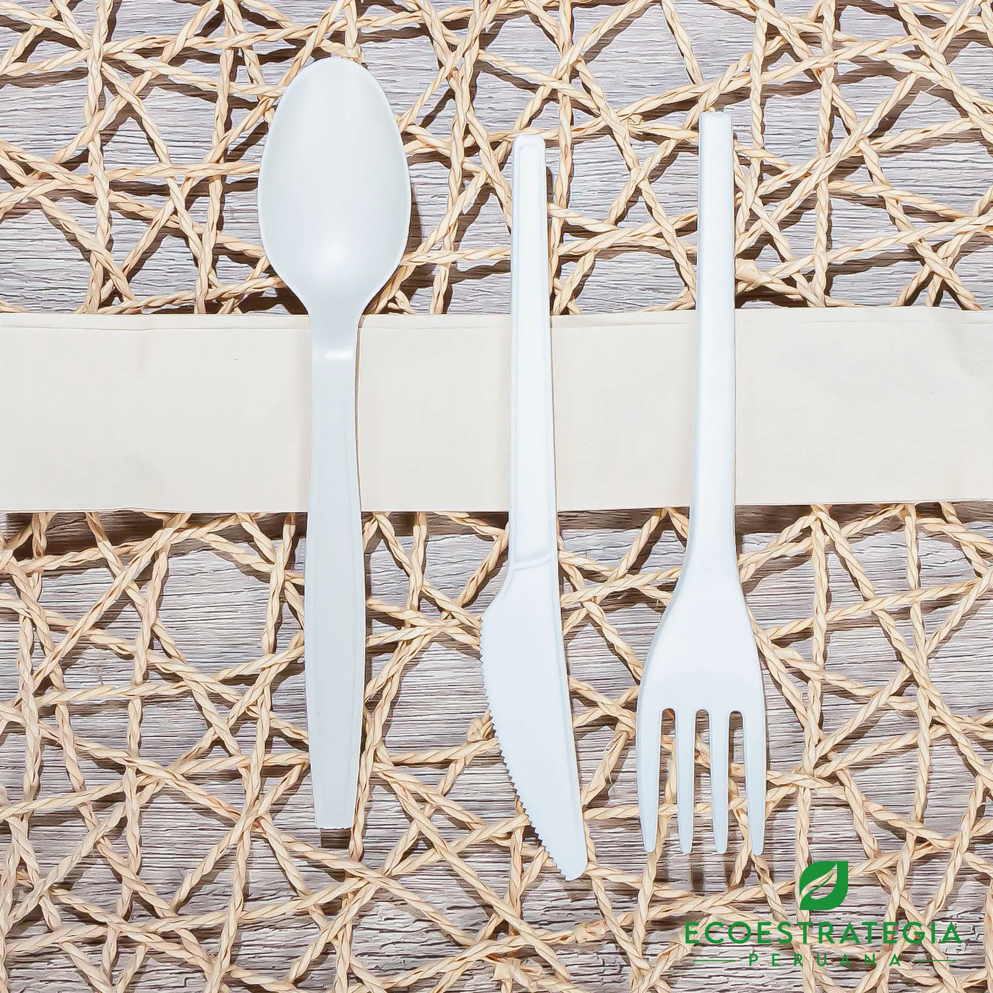 Tenedor ecológico de fécula de maíz 15 cm – biodegradable, compostable y libre de químicos, ideal para empresas sostenibles.