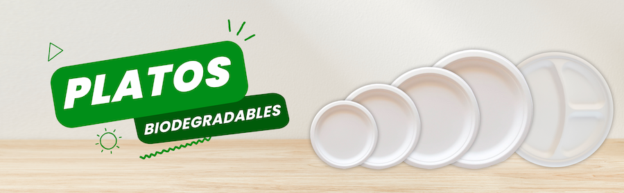 Banner de Biopaking mostrando la categoría de Platos biodegradables, opciones ecológicas ideales para negocios.