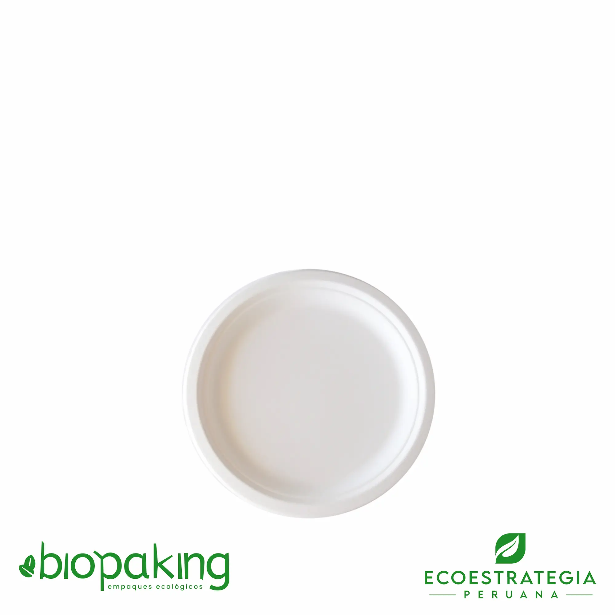 Plato biodegradable de fibra de caña de 15 cm, ideal para postres, ensaladas y entradas en servicios de delivery, catering o eventos sostenibles. Compostable, resistente y con diseño natural.