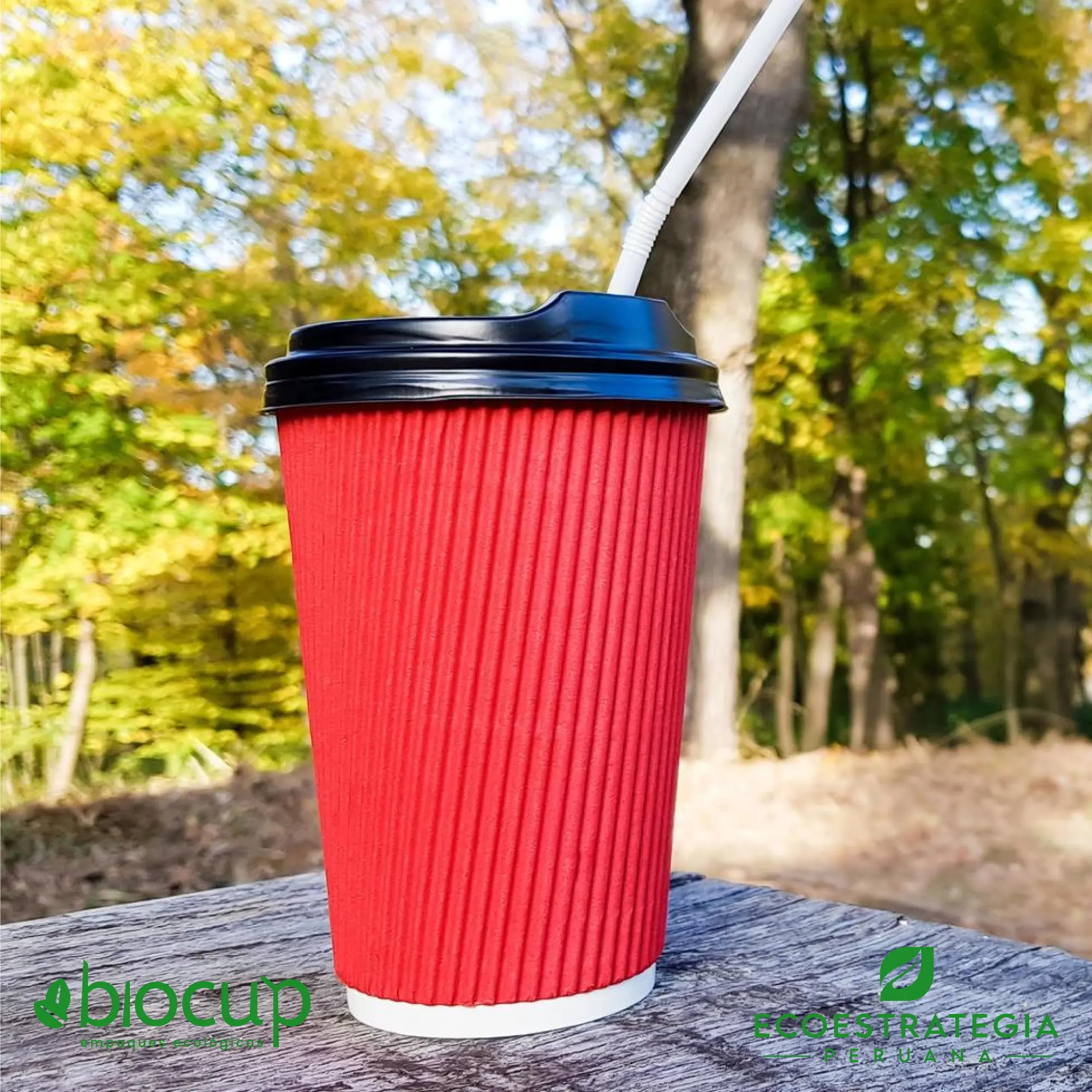 Vaso rojo 12oz corrugado ideal para servir café caliente sin quemar la mano