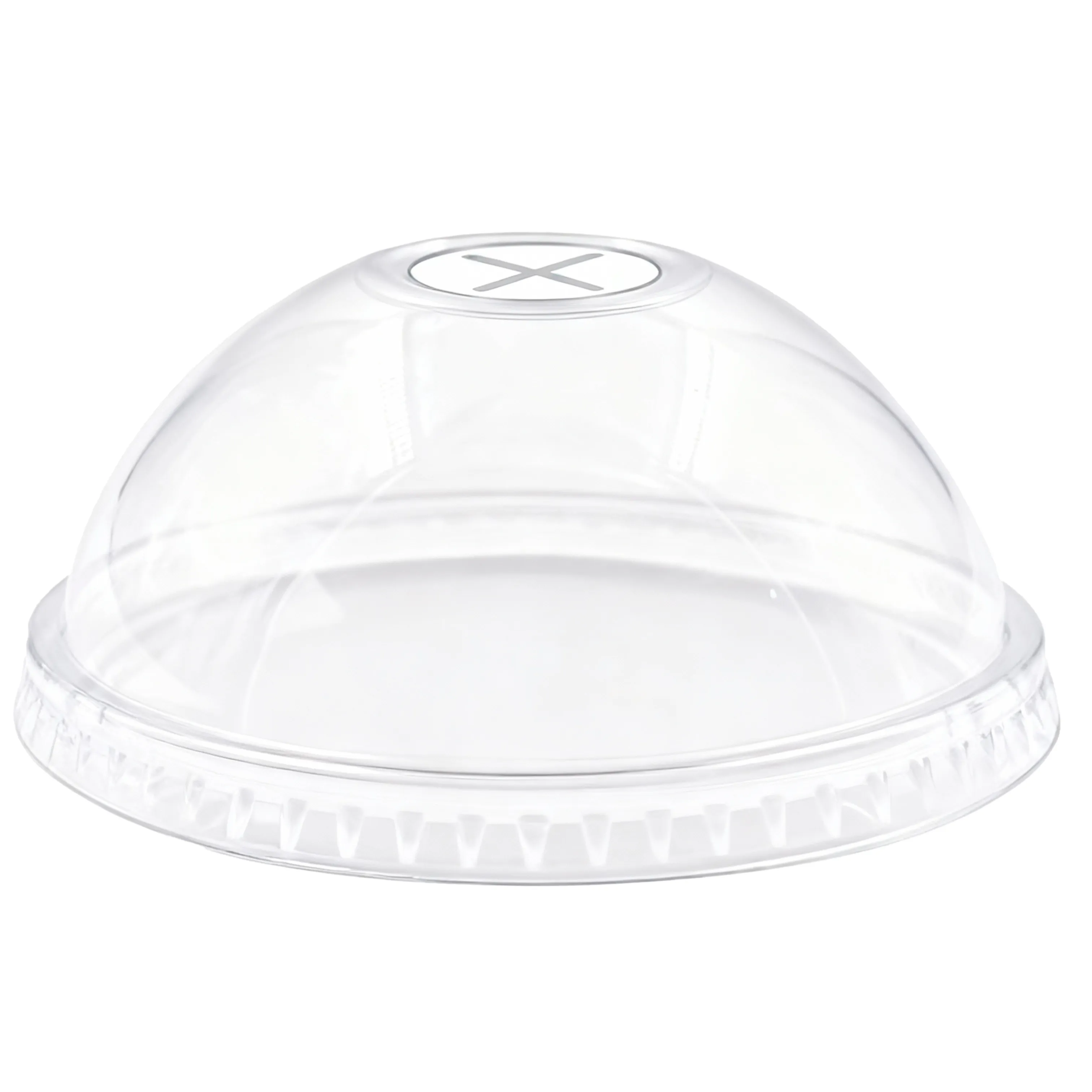 Tapa domo transparente hermética compatible con vasos PET de 16oz, ideal para bebidas frías como jugos y frappés