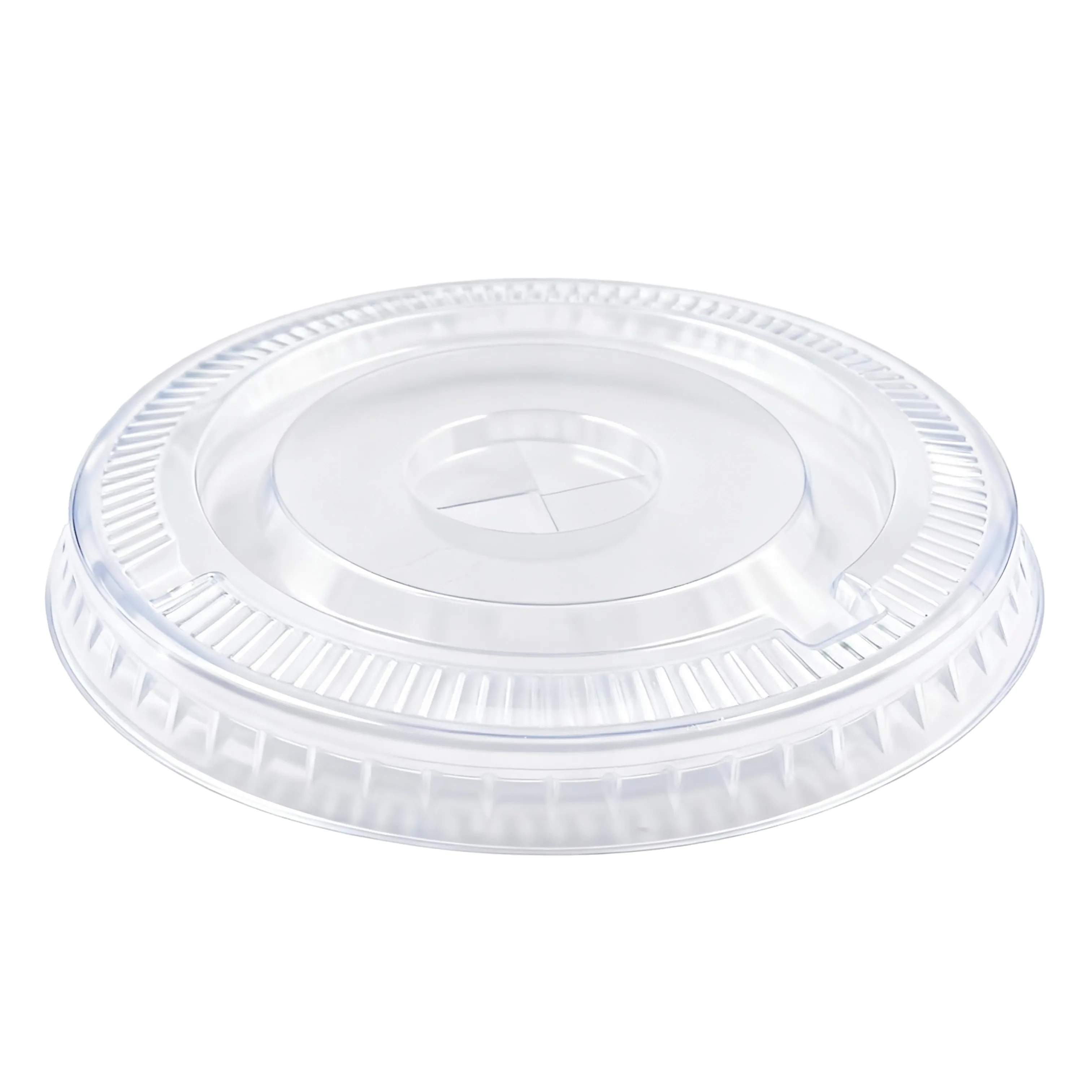 Vaso PET transparente de 20oz con tapa plana hermética, ideal para bebidas frías de mayor capacidad como jugos, refrescos y smoothies.