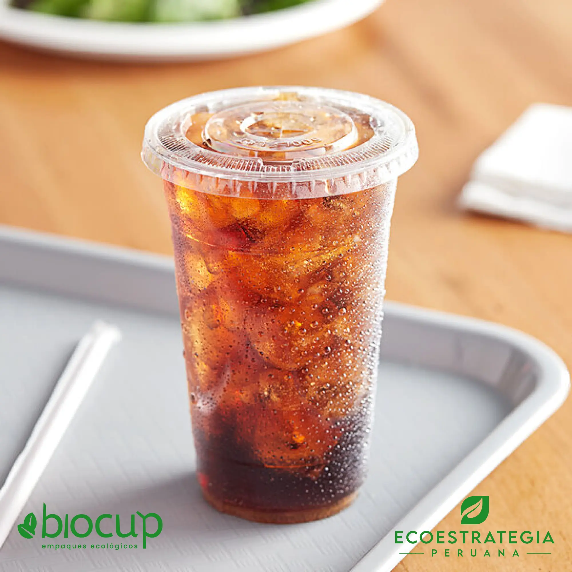 Vaso PET de 8oz resistente a derrames, ideal para delivery y cafeterías modernas